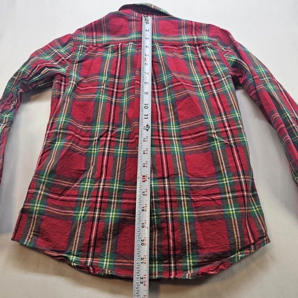 Tommy Bahama Red Green Plaid Shirt Poplin Boys‎ L Button Up Holiday Preppy